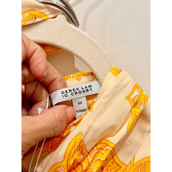 Derek Lam 10 Crosby Celeste Paisley Belted Maxi Wrap Dress Yellow Womens Size 00 - Picture 4 of 5